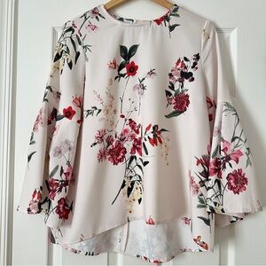 Papillon Floral Bell Sleeve Blouse Top